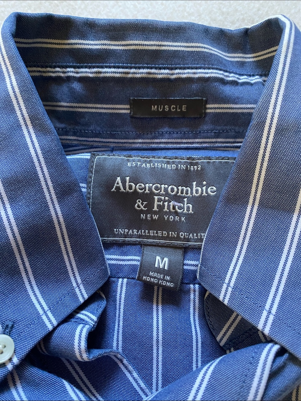 Abercrombie and Fitch men's button-down dress shirt dressy medium blue white - Picture 2 of 9